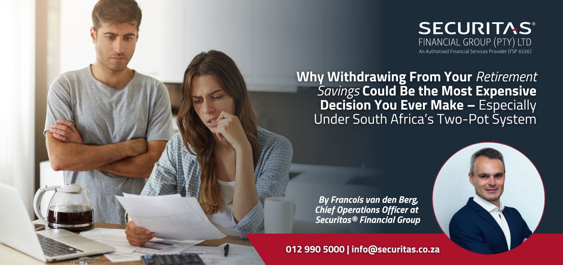 Concept image showing retirement savings being reduced through withdrawals under South Africa’s Two-Pot system with financial and long-term growth implications
